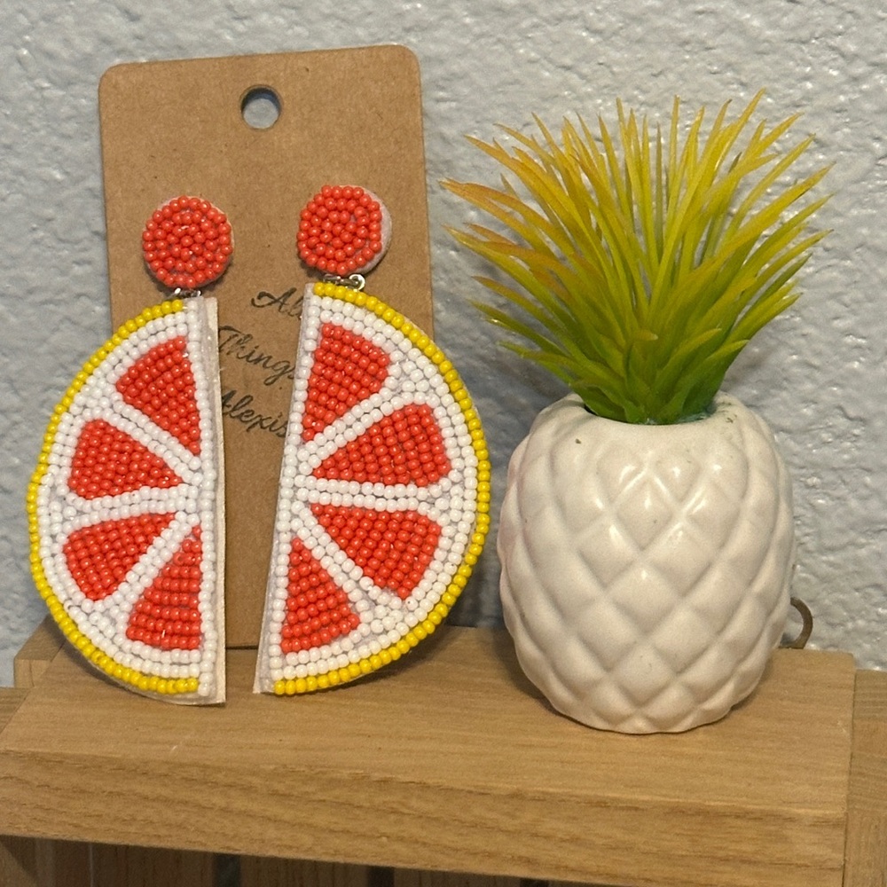 Colorful Beaded Citrus Earrings